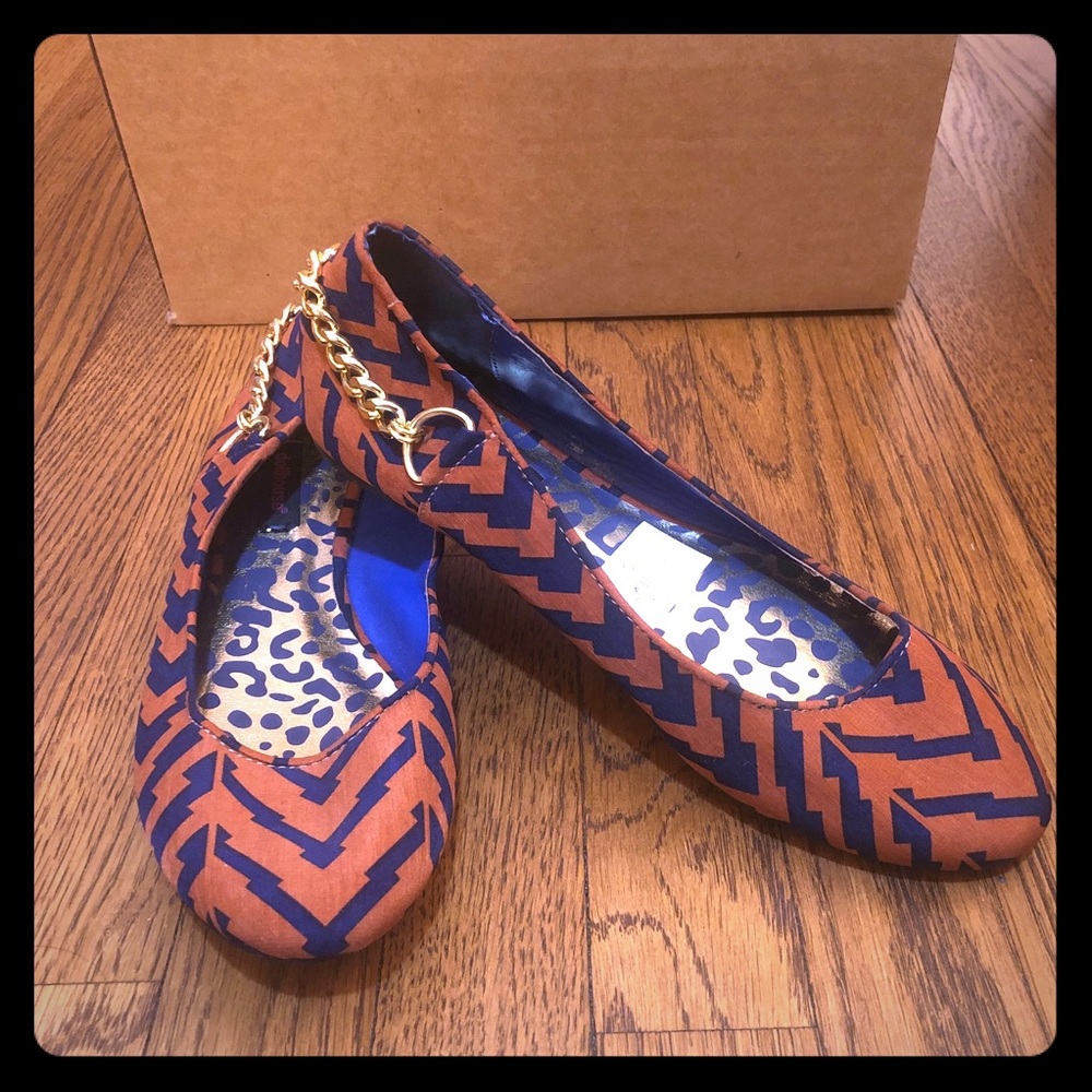 Brand new orange and blue flats